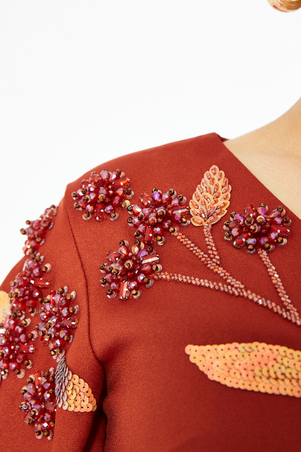 Floral Cascade Cape Sleeve Gown