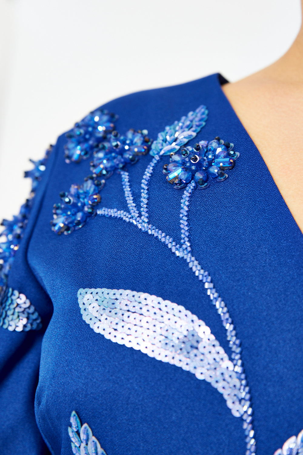 Floral Cascade Cape Sleeve Gown