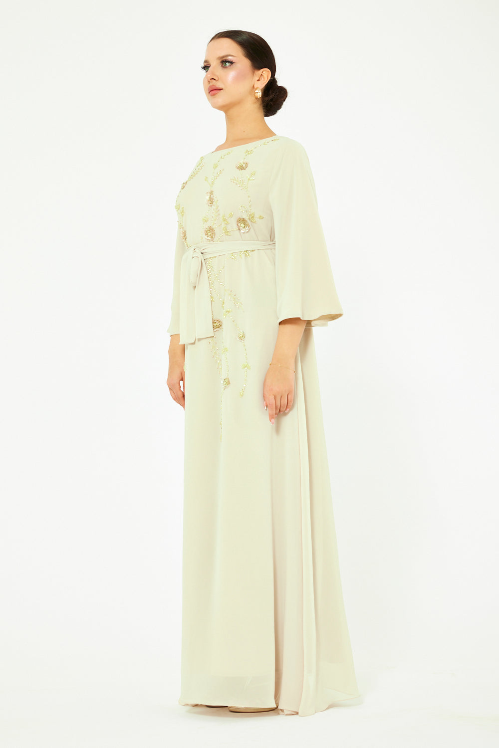 Trailing Blossom Cape Gown