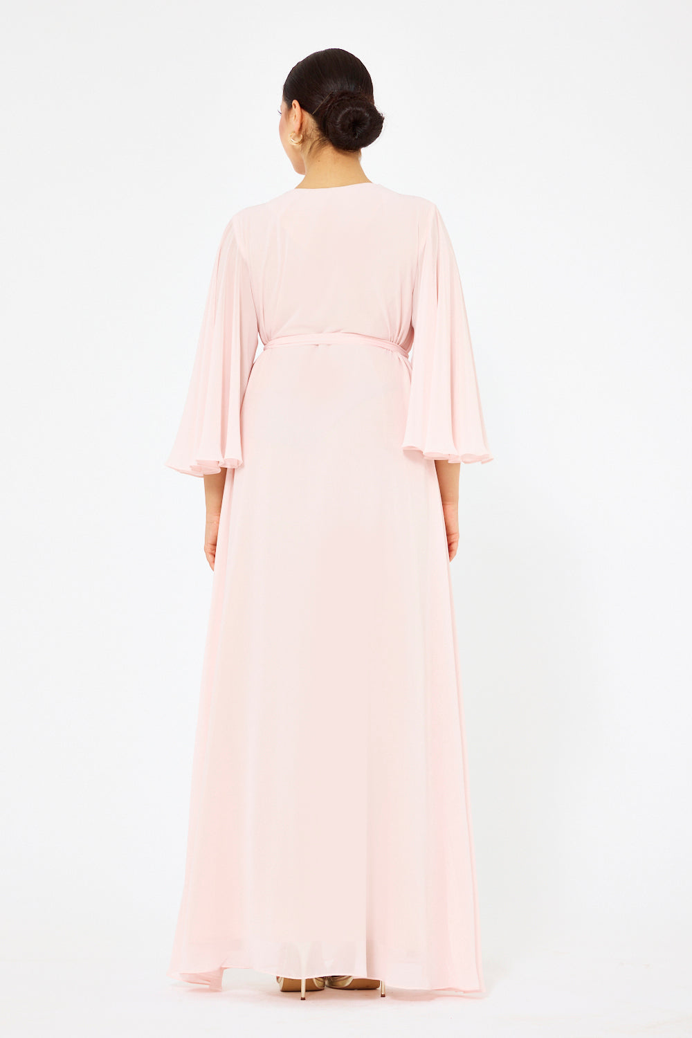Blush Petal Embellished Cape Gown