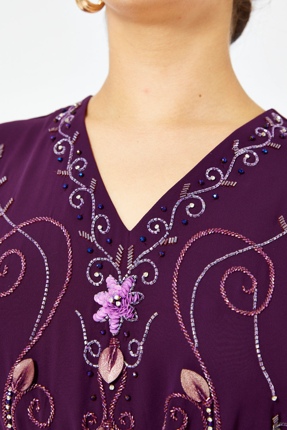 Blush Petal Embellished Cape Gown