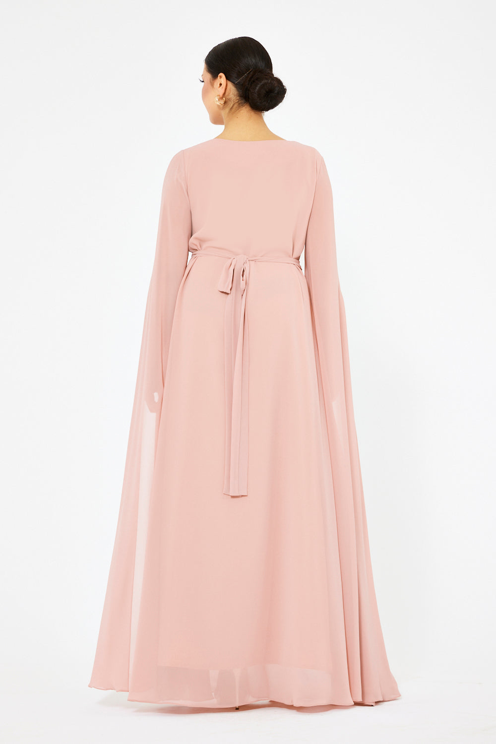 Embellished Floral Cascade Cape Gown