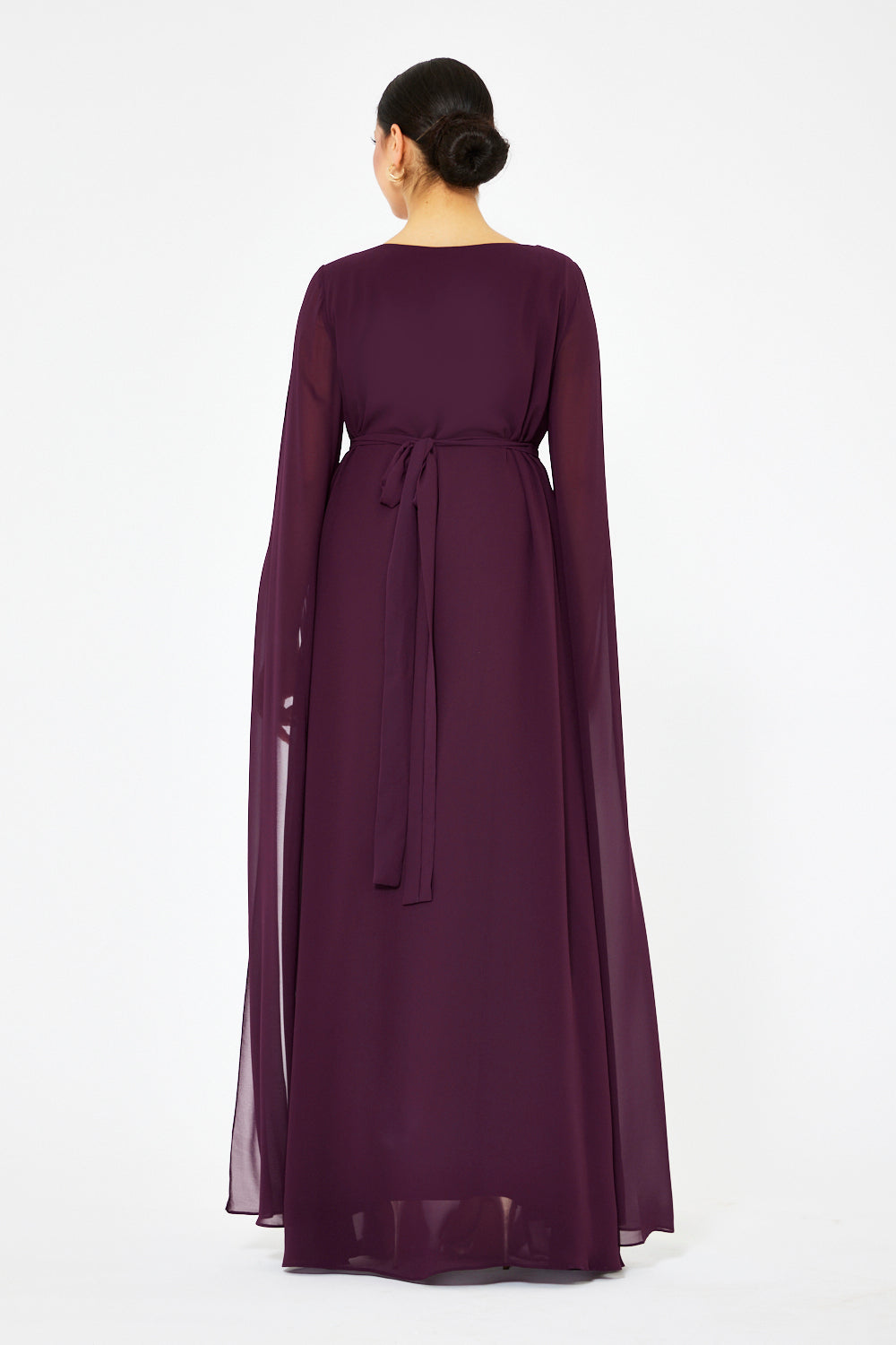 Embellished Floral Cascade Cape Gown