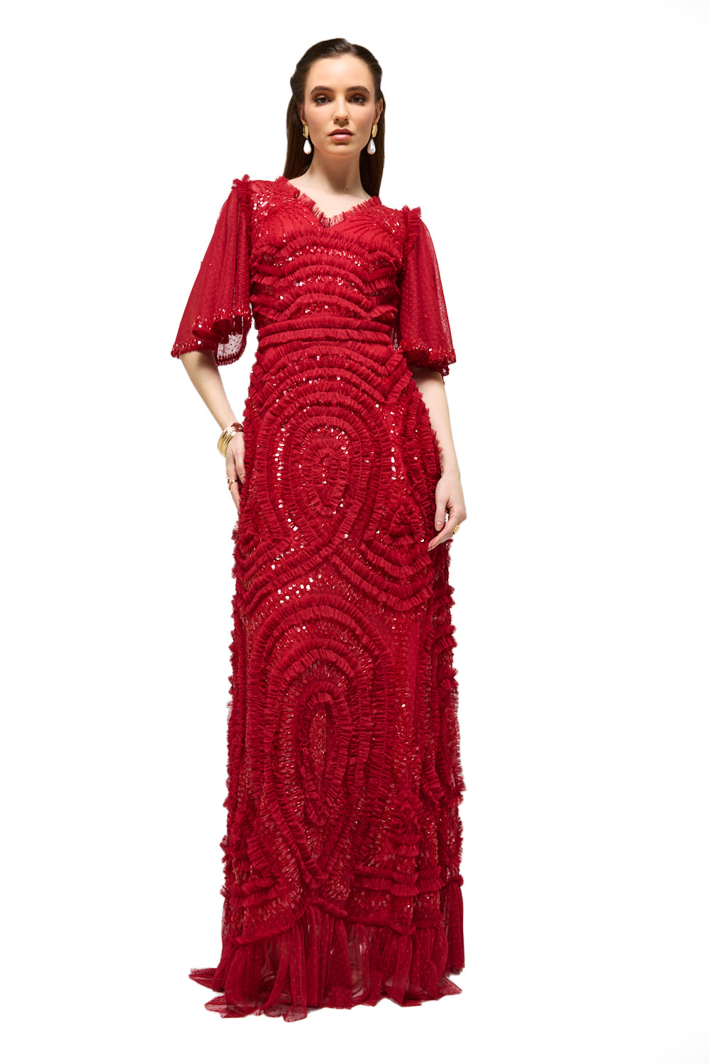 Textured Sequin Swirl Maxi Dress