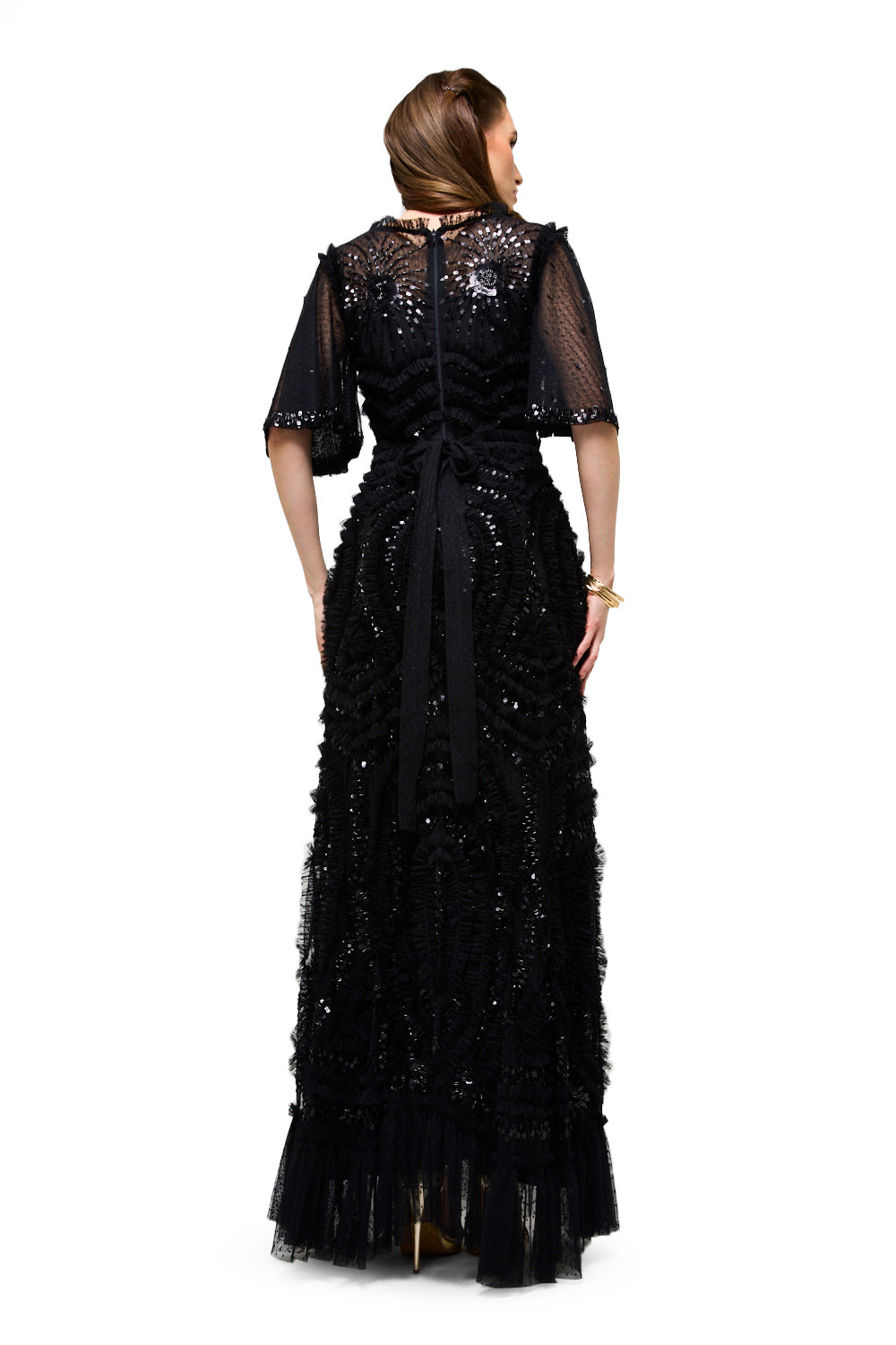 Textured Sequin Swirl Maxi Dress