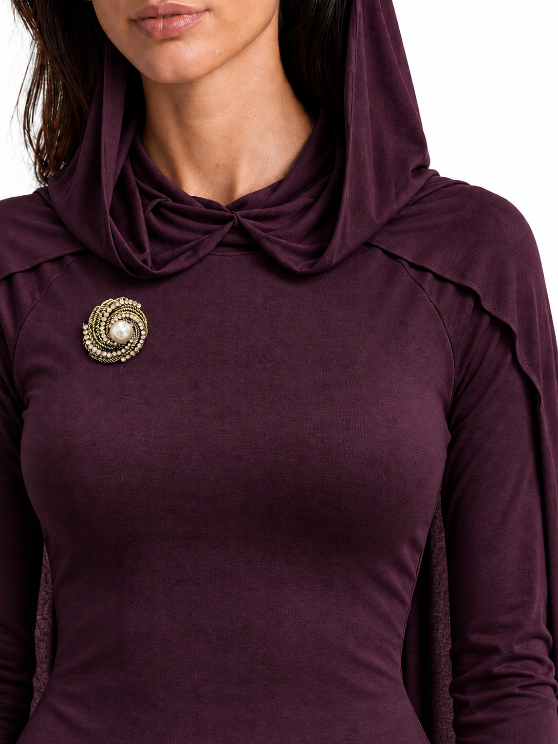 "Layla" Jersey Hooded Cape Maxi Dress