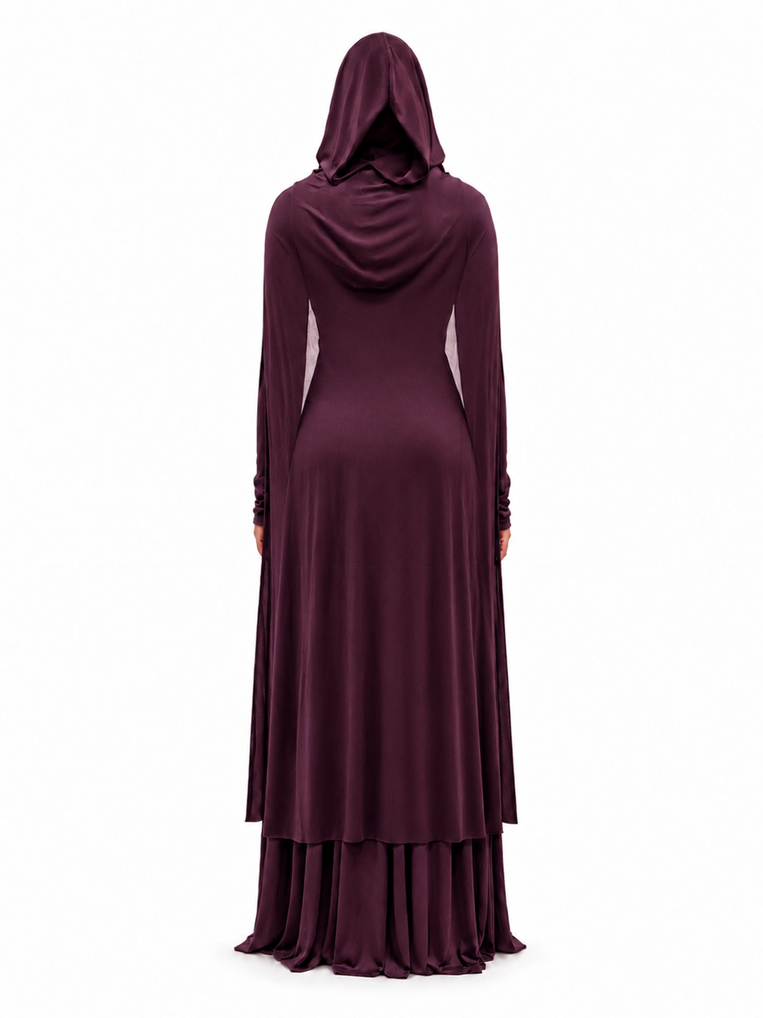 "Layla" Jersey Hooded Cape Maxi Dress