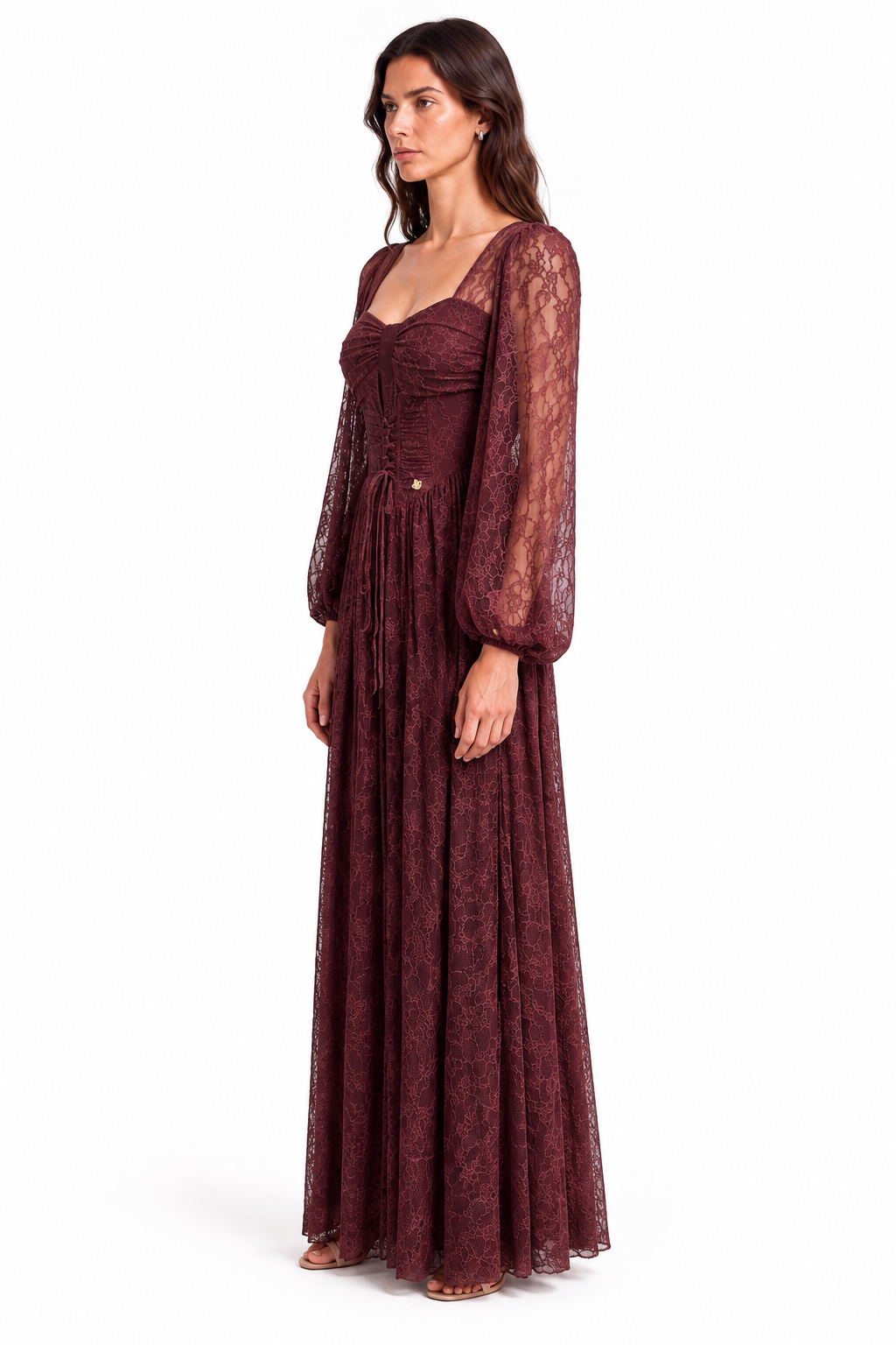"Elara" Lace Corset Square-Neck Dress