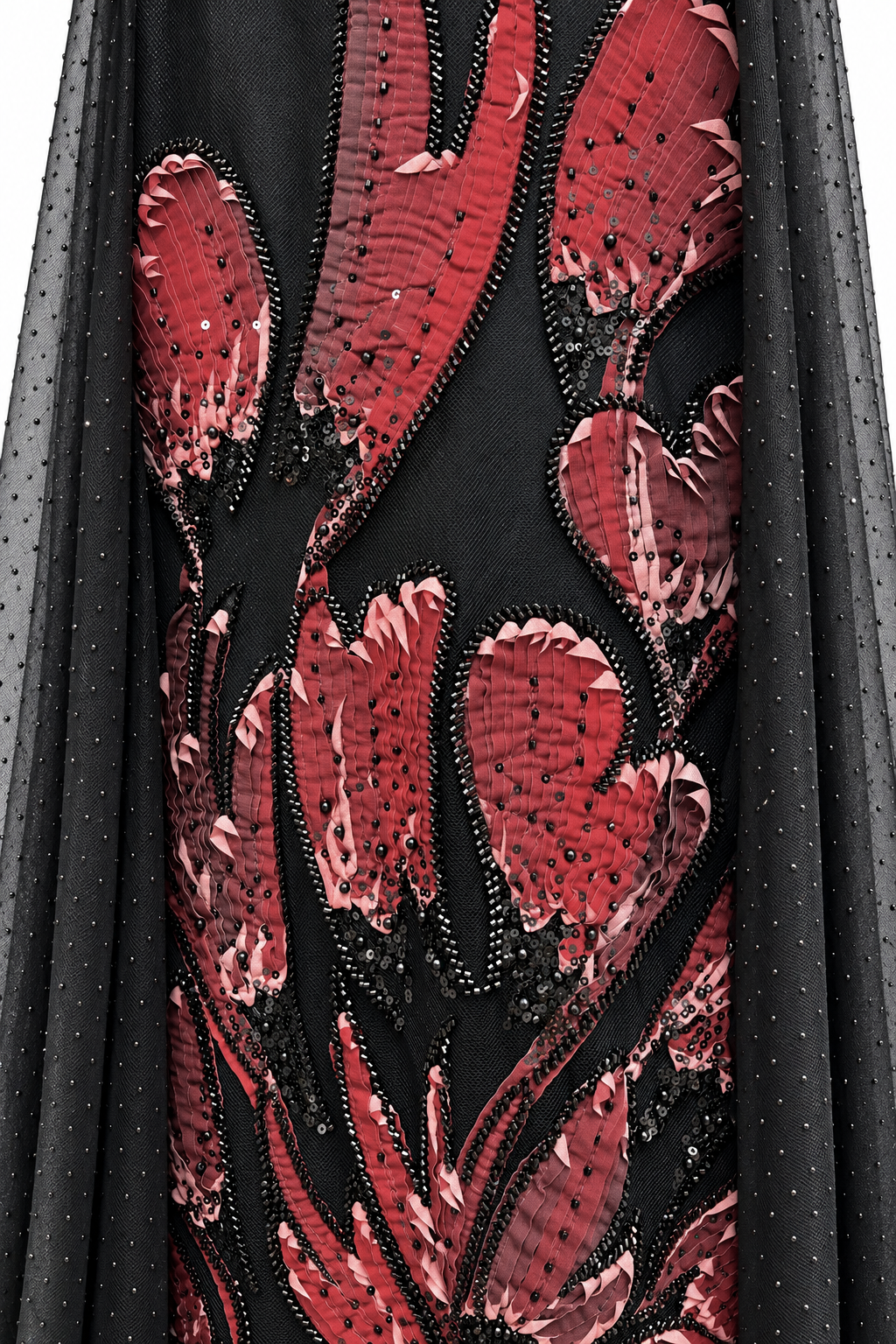 "Zara" Floral Applique Cape Gown