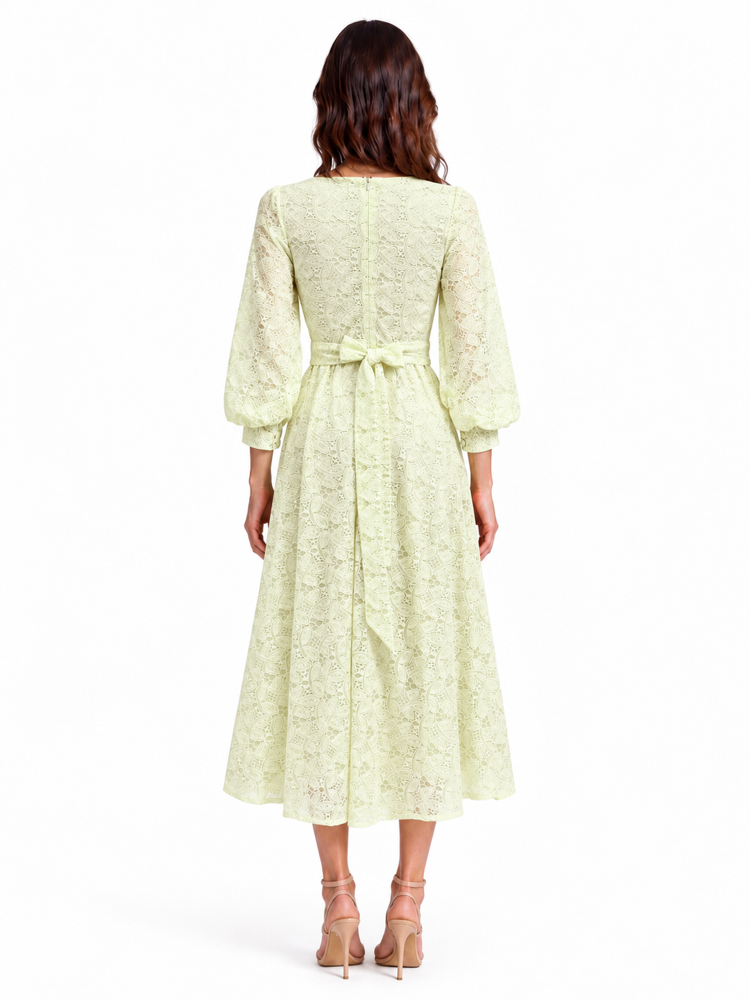 "Elara" Floral Embroidered Lace Midi Dress