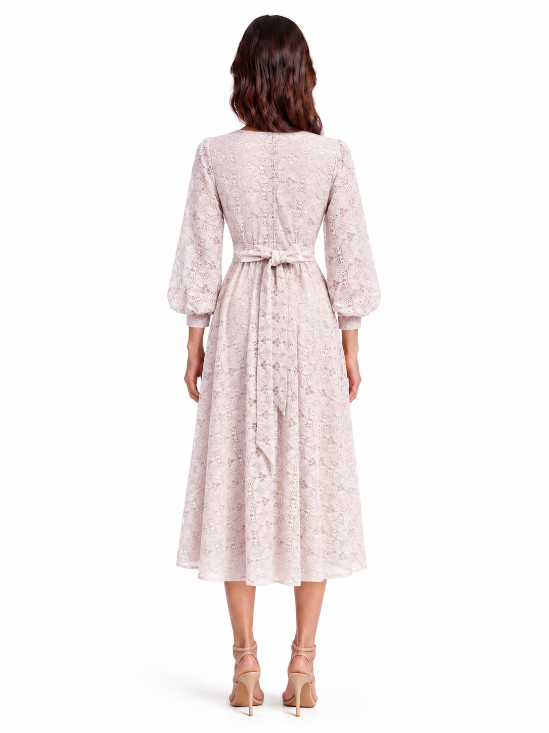 "Elara" Floral Embroidered Lace Midi Dress