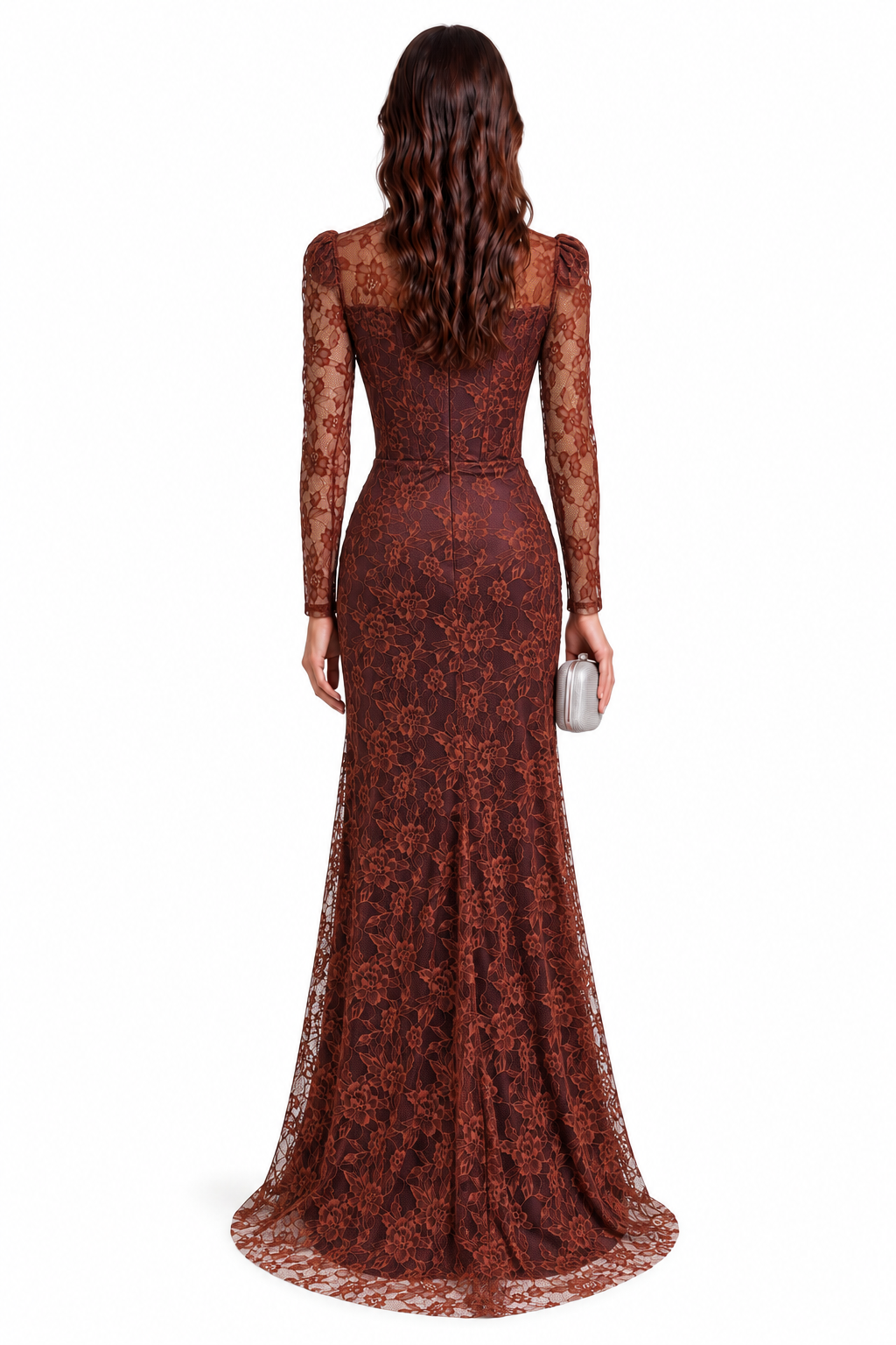"Elara" Lace High Neck Draped Gown