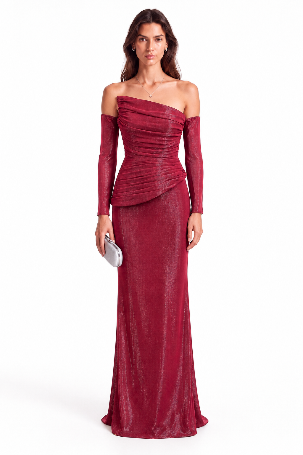 "Noor" Asymmetric Draped Maxi Dress