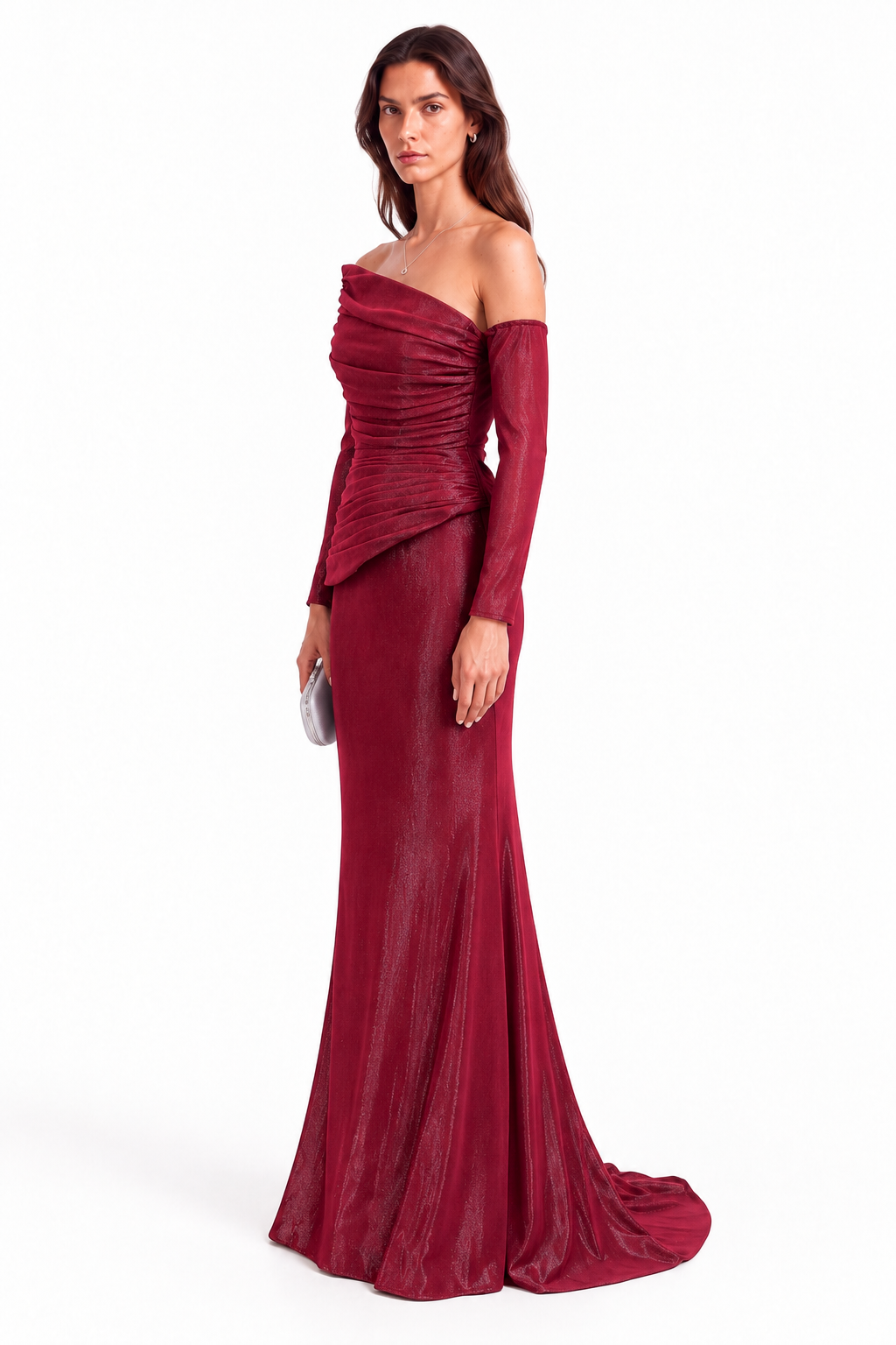 "Noor" Asymmetric Draped Maxi Dress