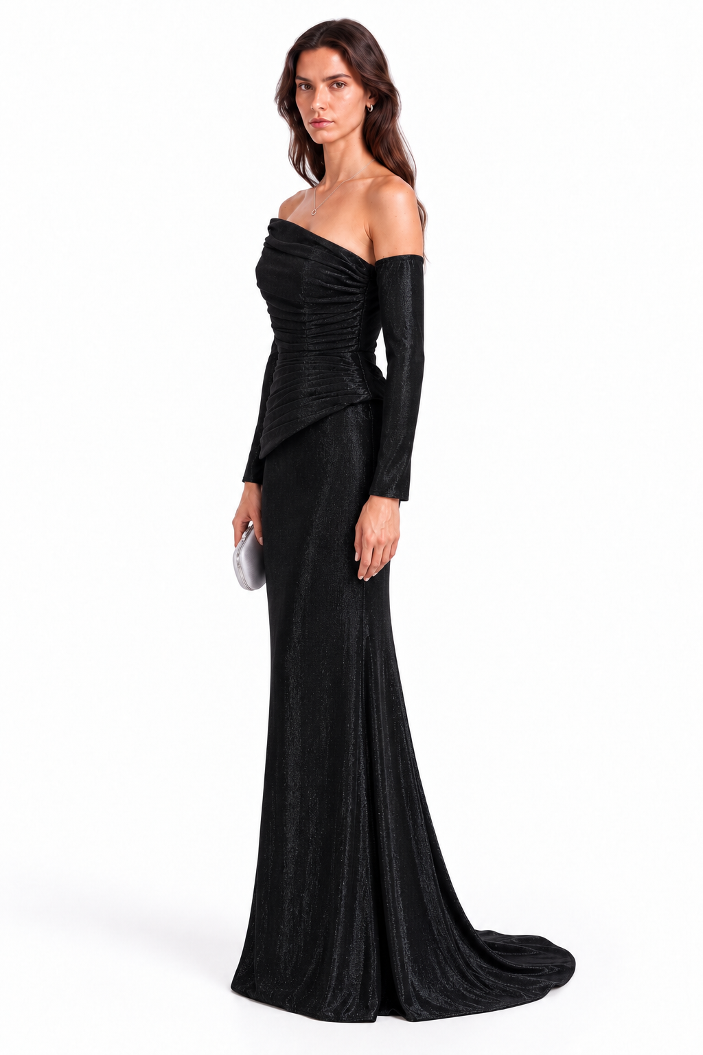 "Noor" Asymmetric Draped Maxi Dress
