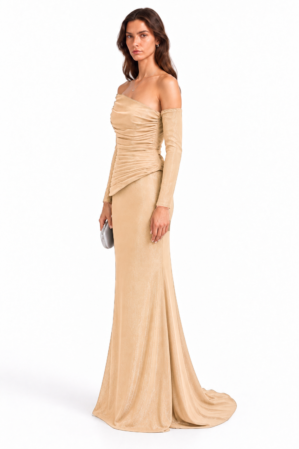 "Noor" Asymmetric Draped Maxi Dress