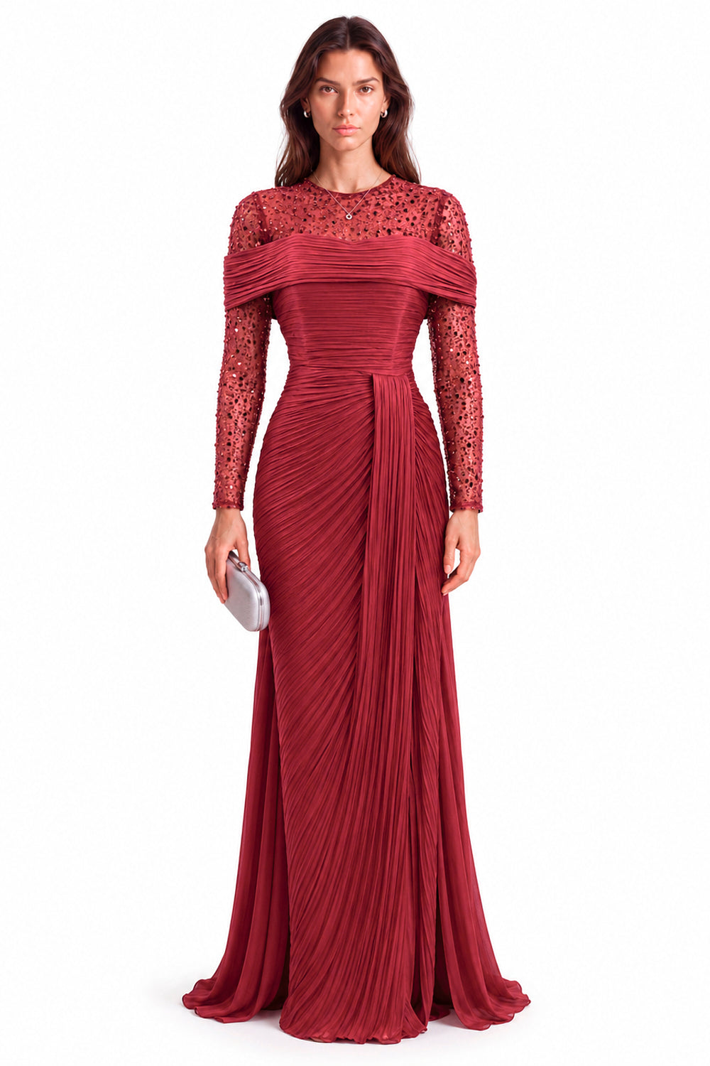 "Samira" Draped Embellished Tulle Dress