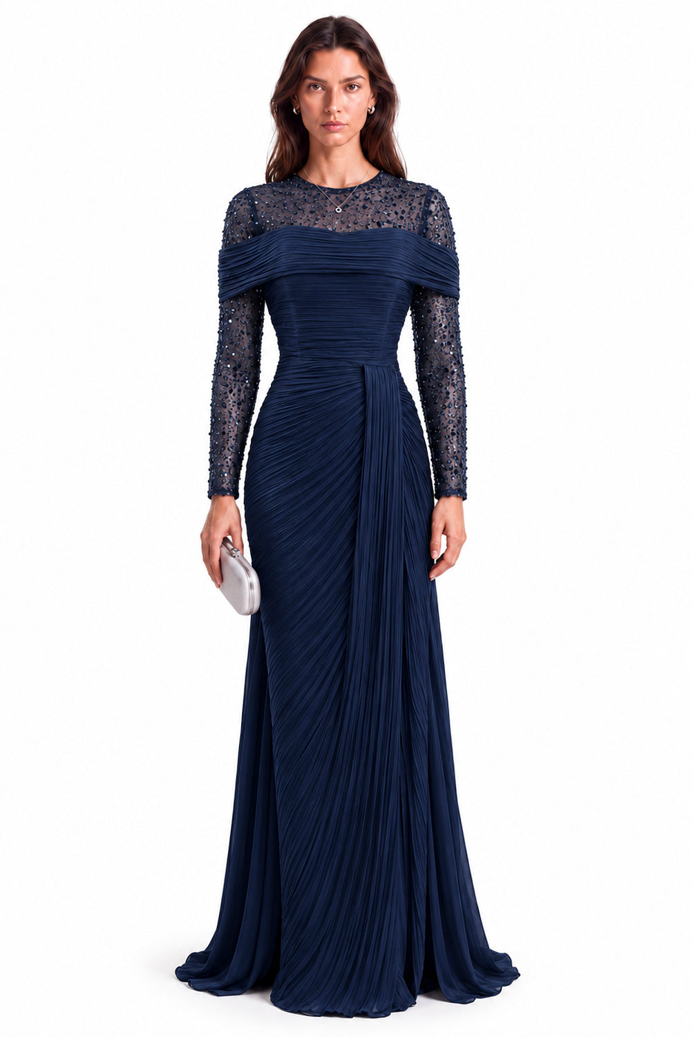 "Samira" Draped Embellished Tulle Dress