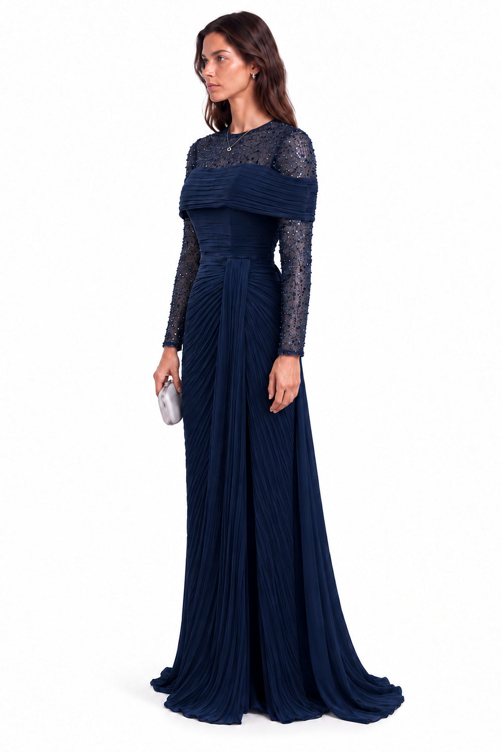 "Samira" Draped Embellished Tulle Dress