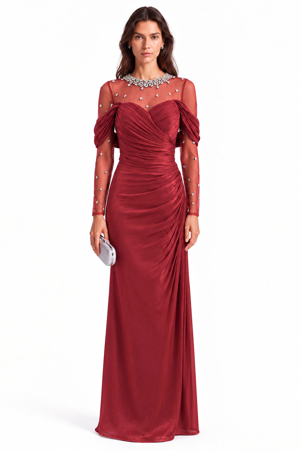 "Alina" Embellished Draped Organza Dress