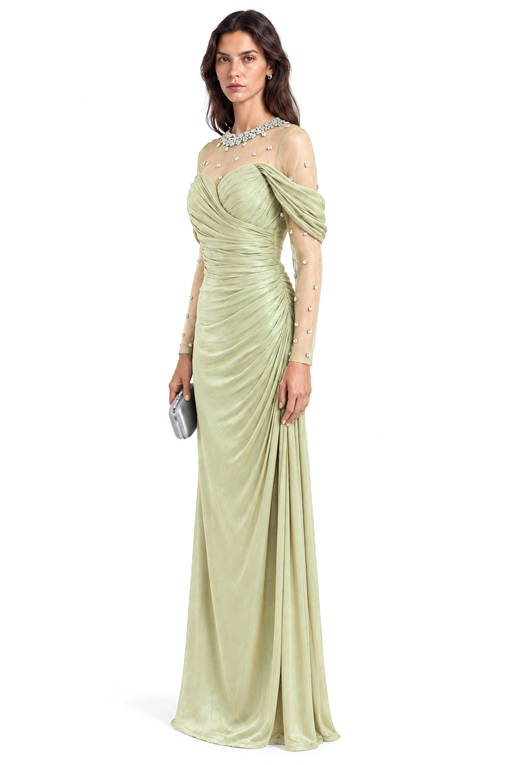 "Alina" Embellished Draped Organza Dress