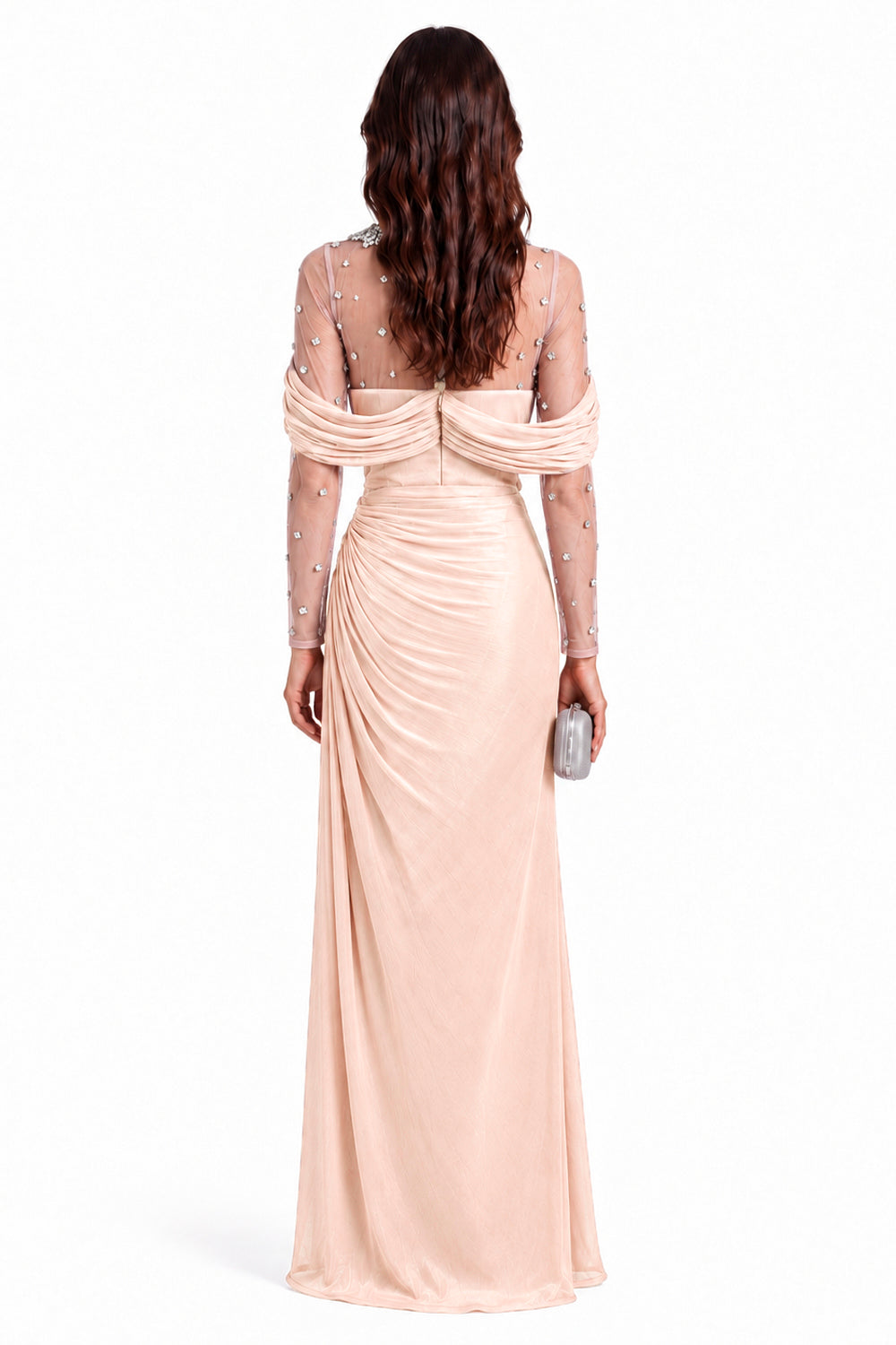 "Alina" Embellished Draped Organza Dress