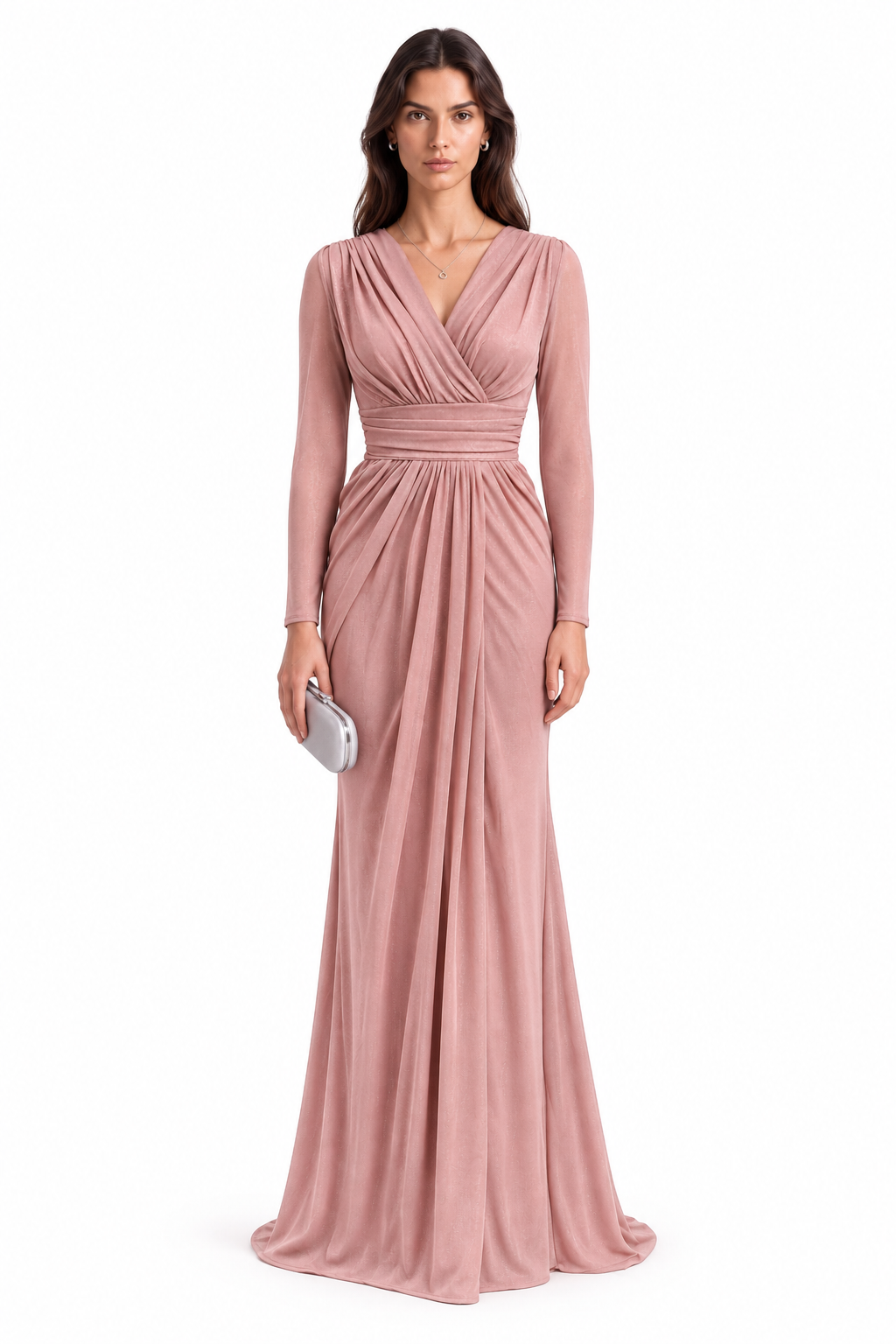 "Ayla" Wrap Draped Shimmer Dress