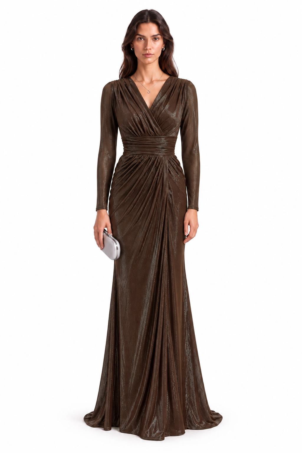 "Ayla" Wrap Draped Shimmer Dress