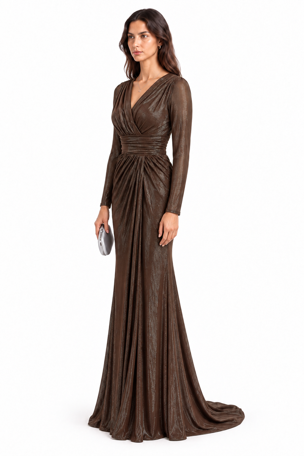"Ayla" Wrap Draped Shimmer Dress