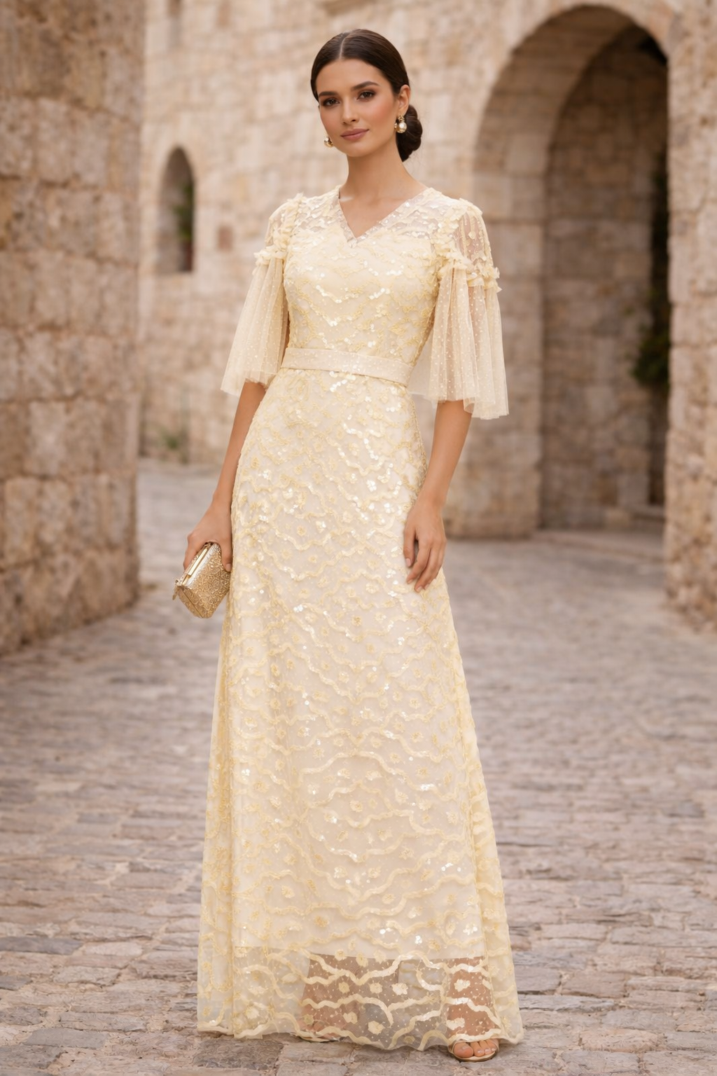 Mariette Tulle Sleeve Dress