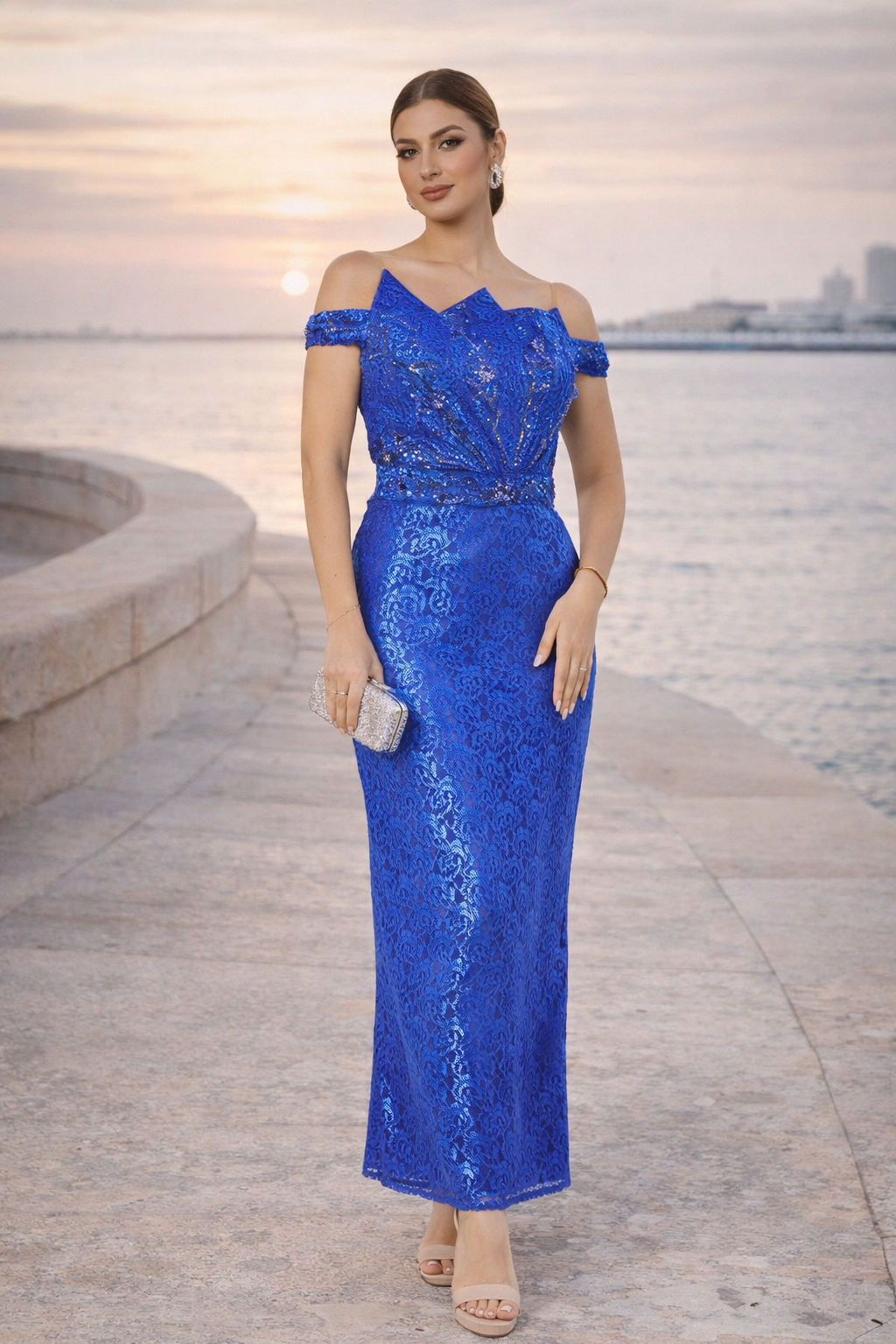 Floral Lace Column Dress