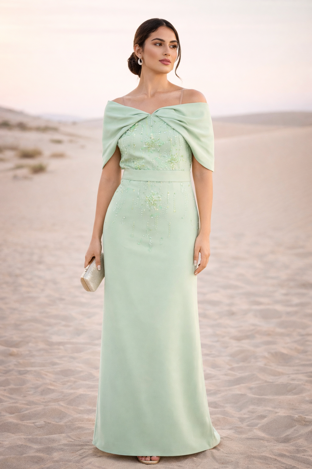 Radiant Poise Off-Shoulder Gown