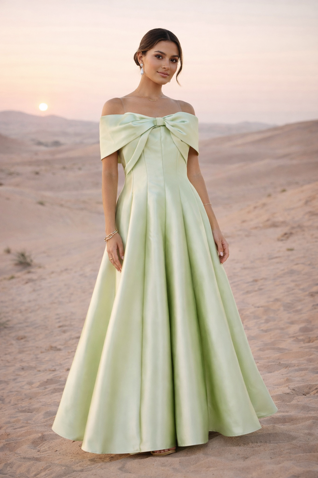 Sculpted Bow Front Evening Gown
