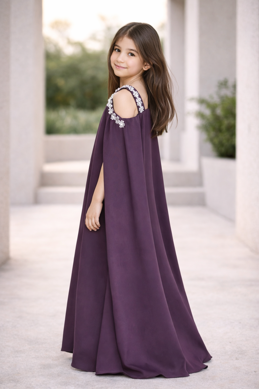 Asymmetrical Cold Shoulder Gown