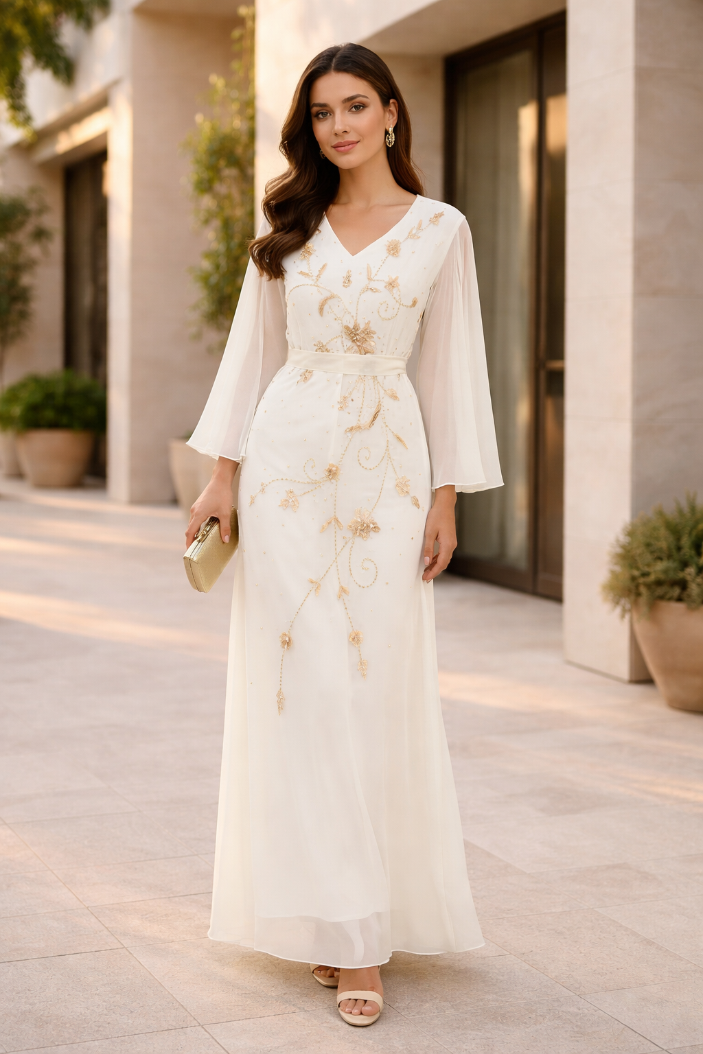 Celeste Floral Embellished Organza Gown