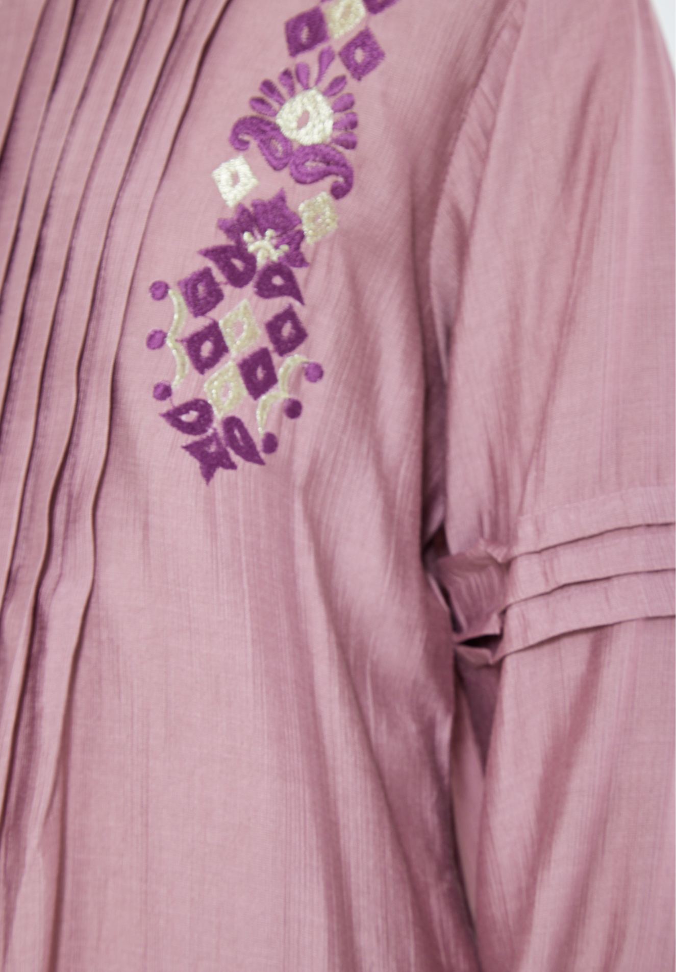 Stunning Embroidered Pleat Detailed Long Dress