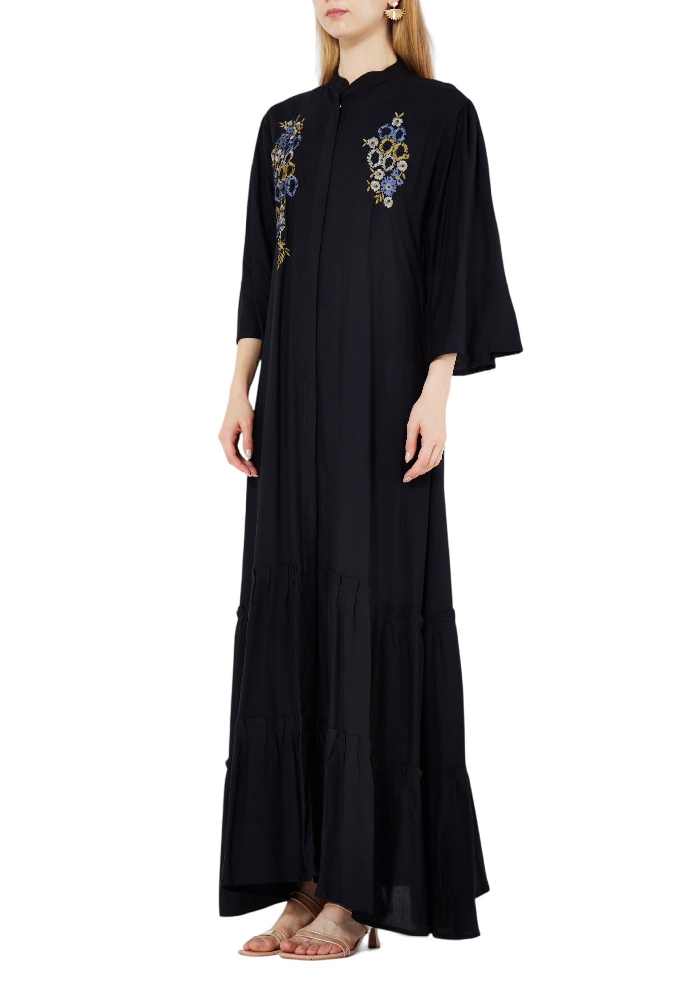 Stunning Embroidered Long Frilled Dress