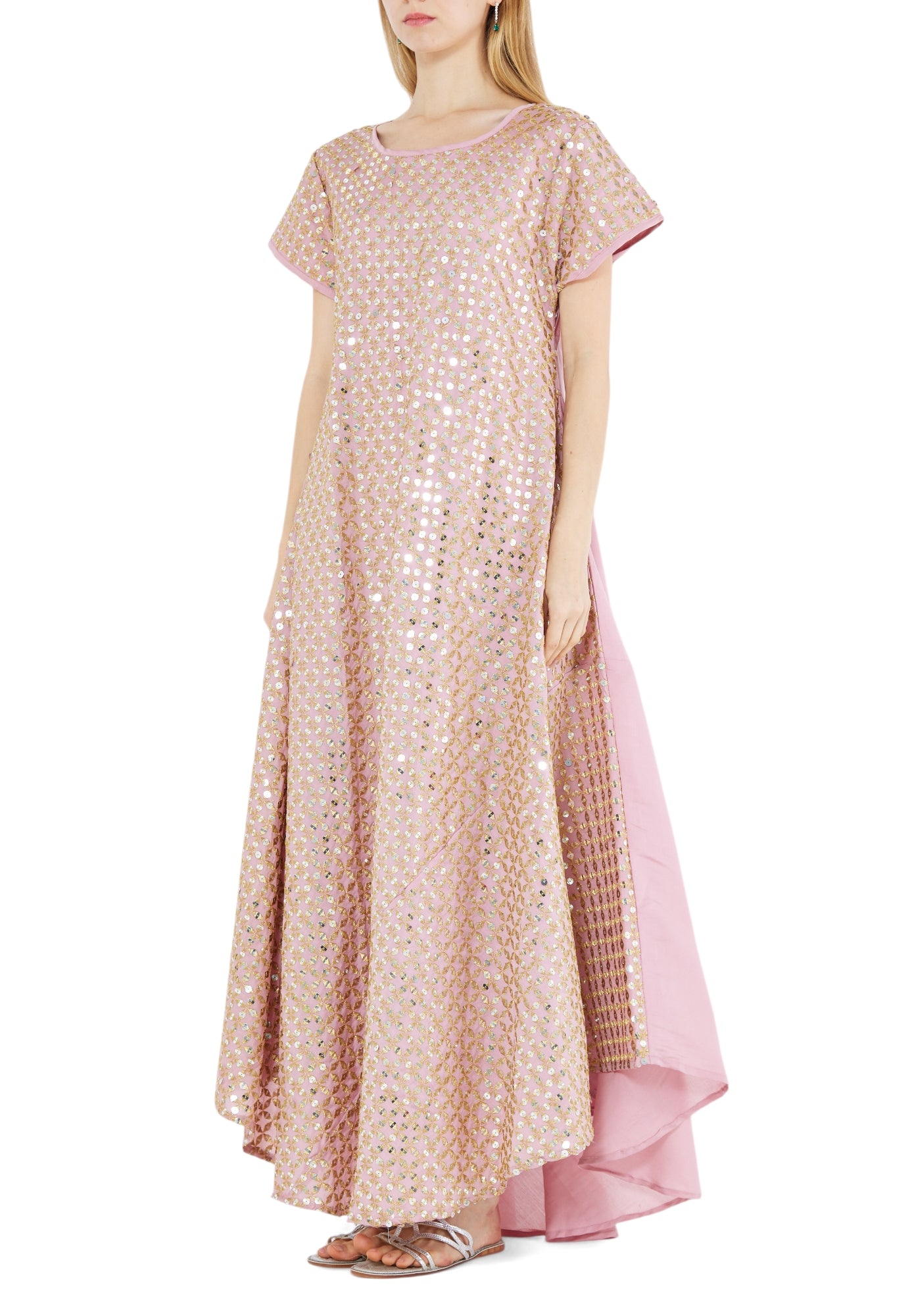 Beautiful Embroidered Flared Long Dress