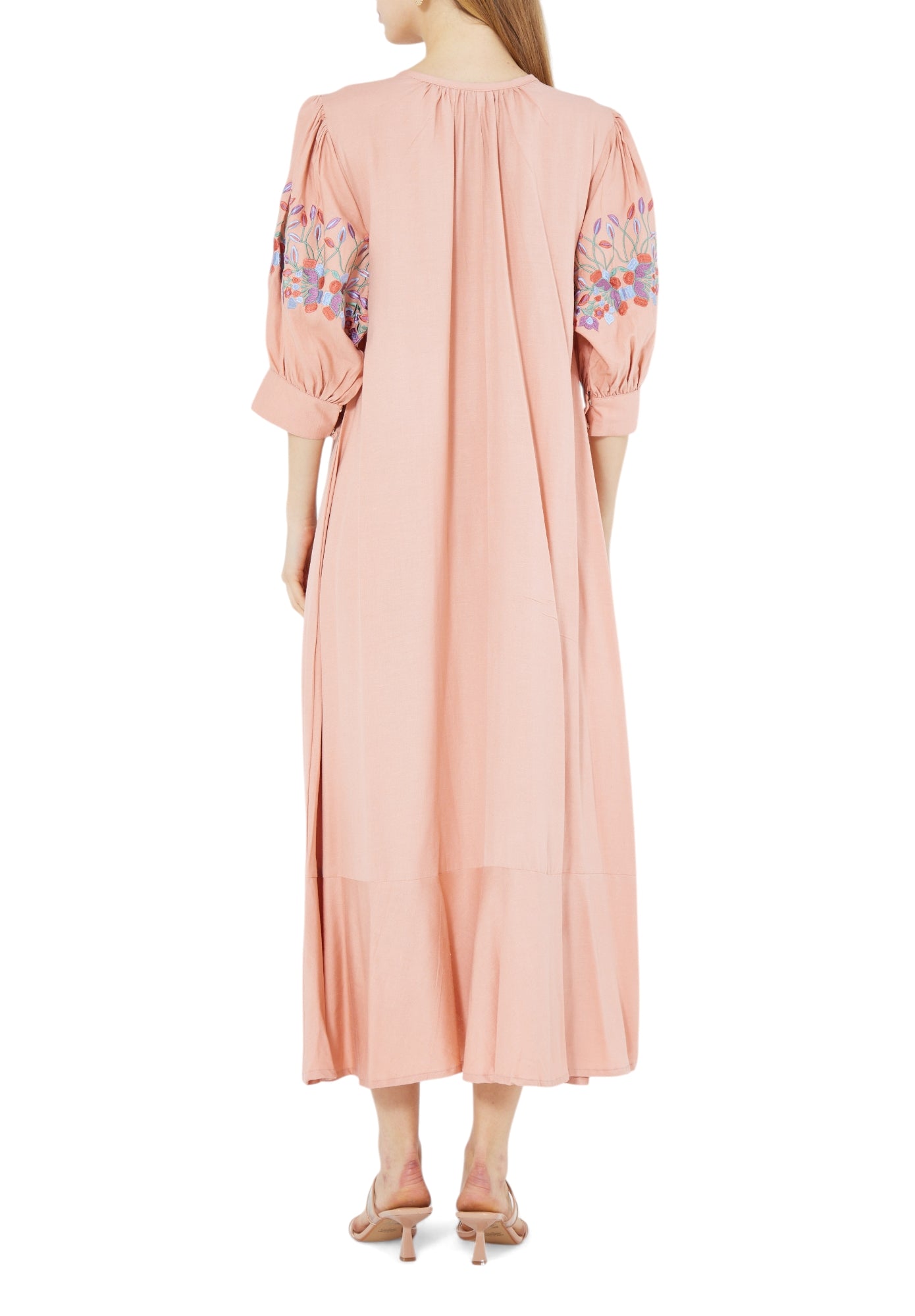 Beautiful Embroidered Linen Midi Dress