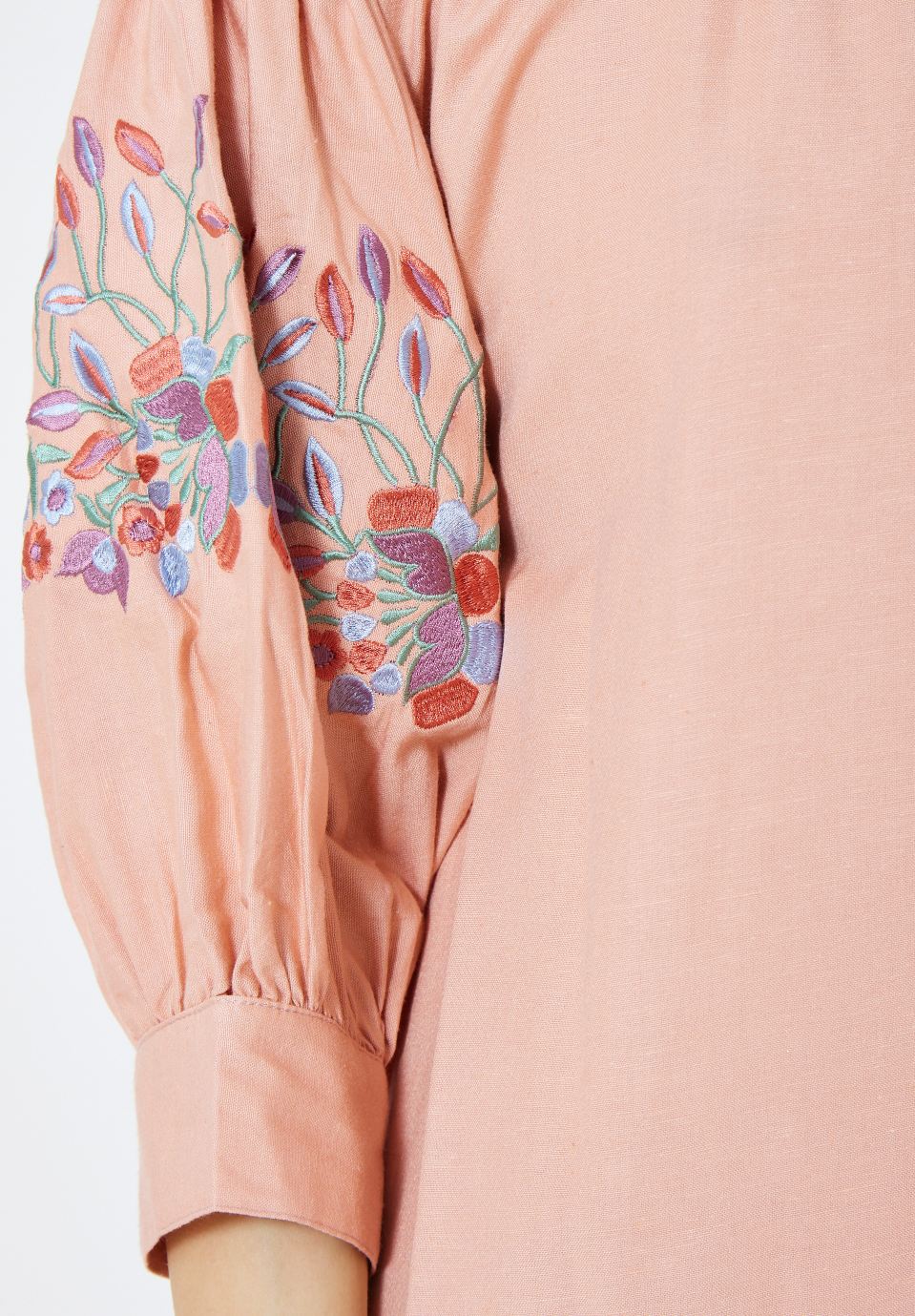 Beautiful Embroidered Linen Midi Dress