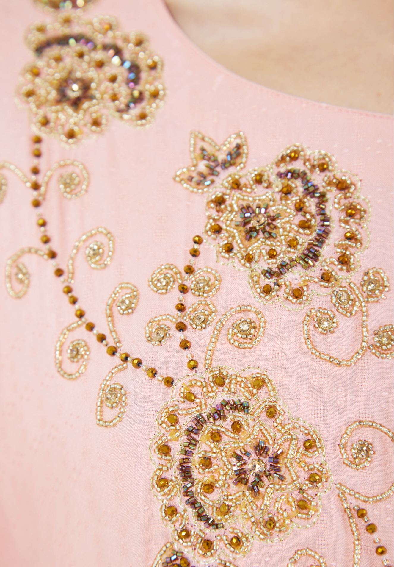 Stunning Embroidered Long Dress With Round Neckline And Ruffle Sleeves