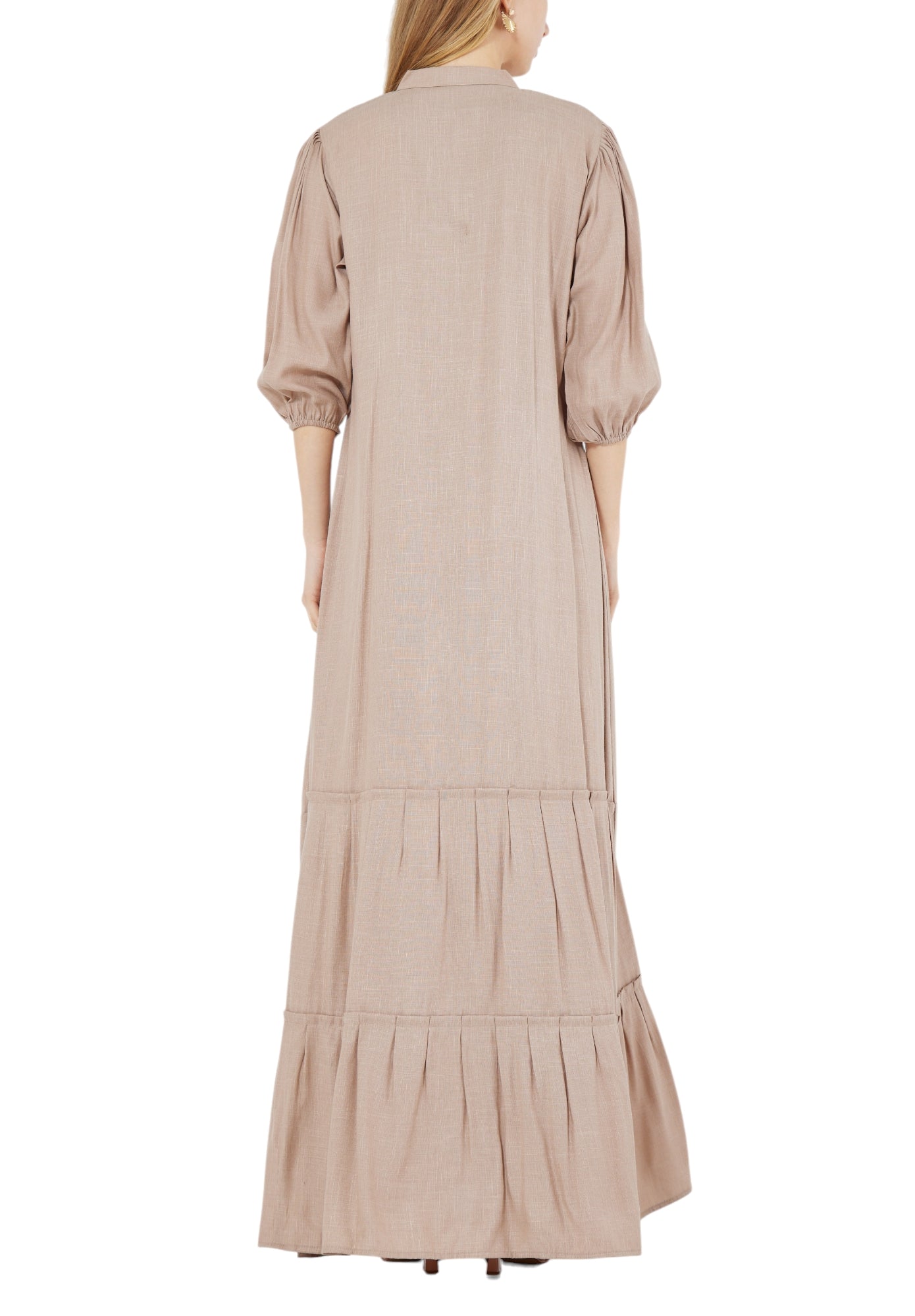 Simple And Elegant Embroidered Frilled Long Dress