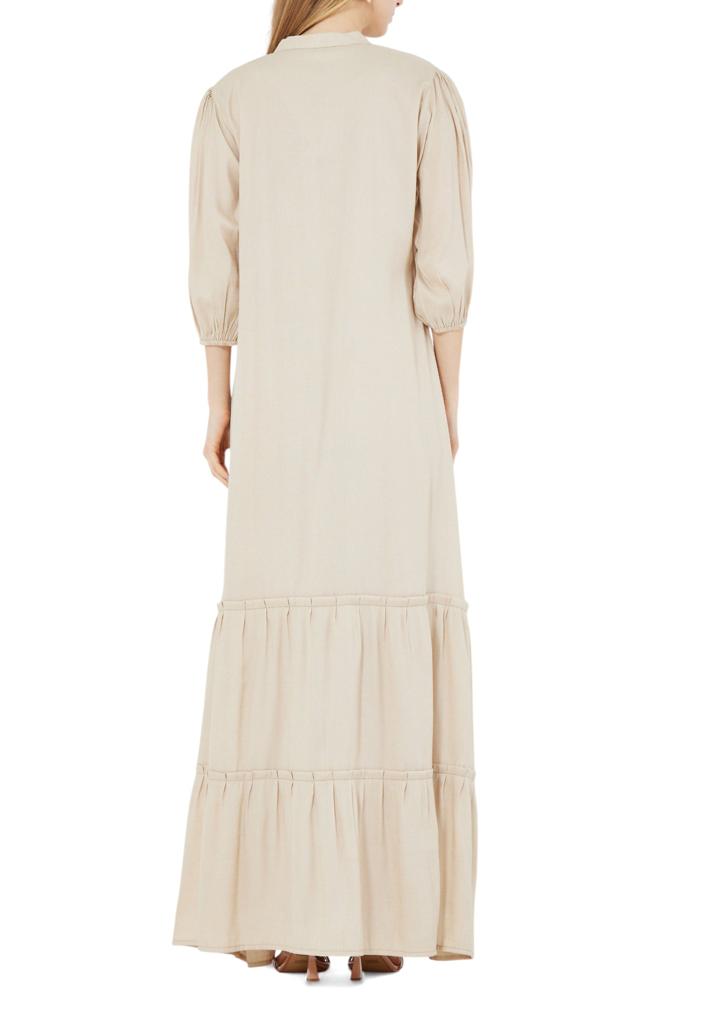 Simple And Elegant Embroidered Frilled Long Dress