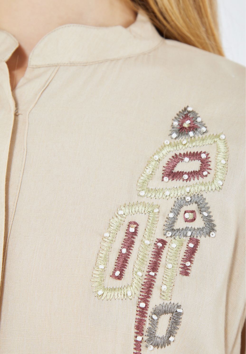 Simple And Elegant Embroidered Frilled Long Dress