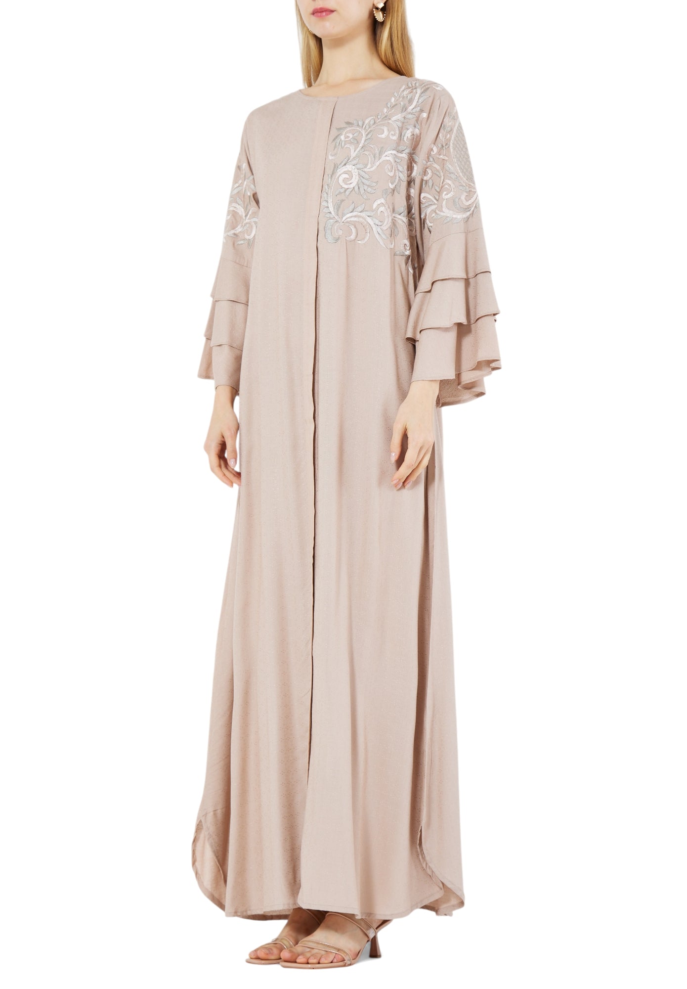Beautiful Embroidered Long Crepe Dress