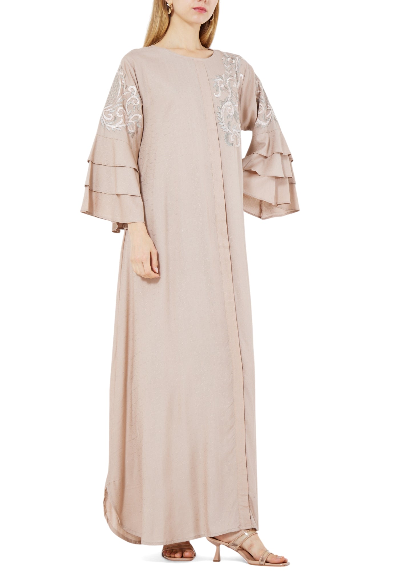 Beautiful Embroidered Long Crepe Dress