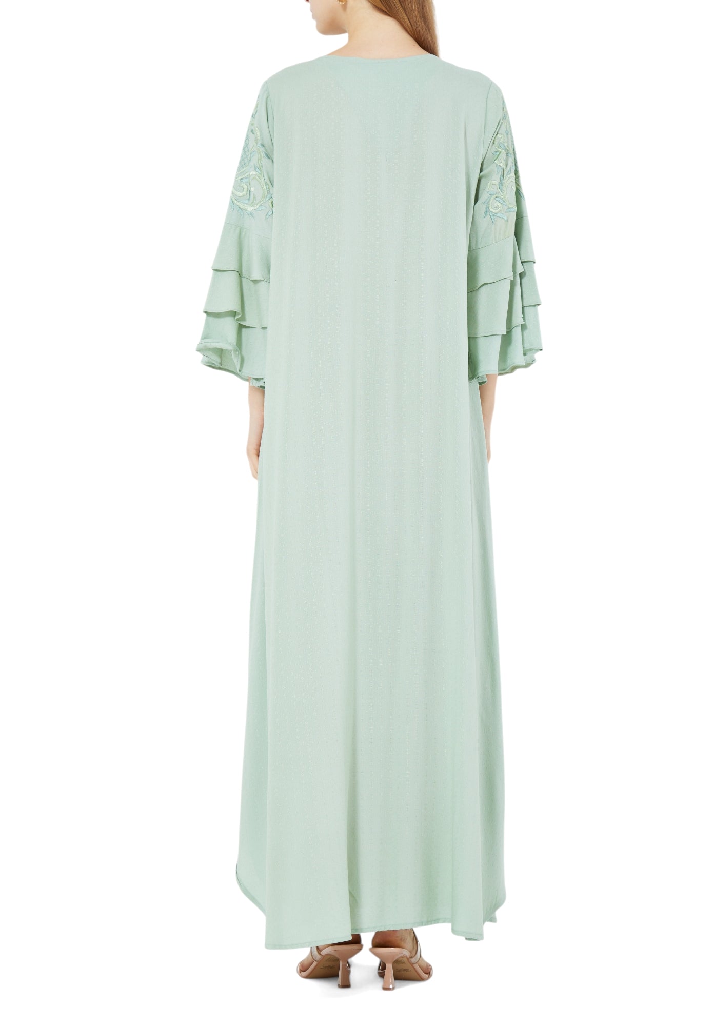 Beautiful Embroidered Long Crepe Dress