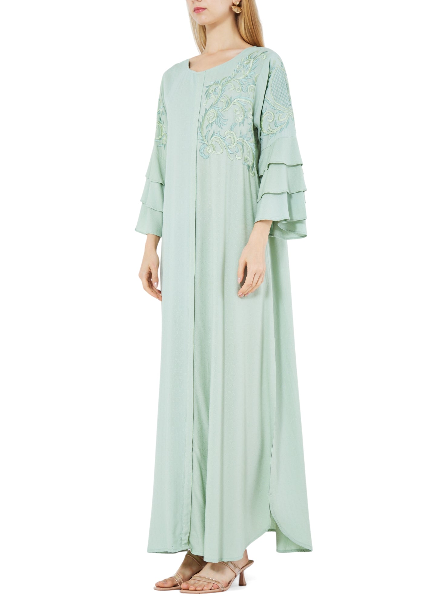 Beautiful Embroidered Long Crepe Dress