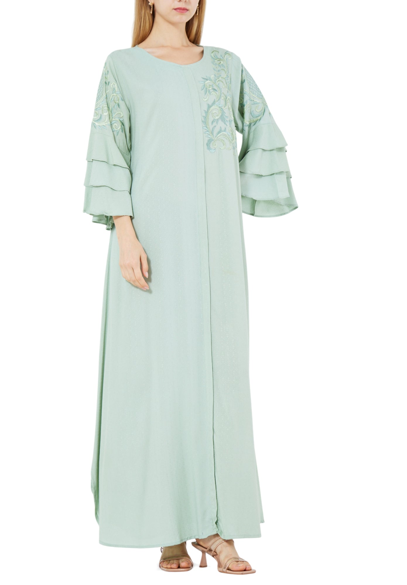 Beautiful Embroidered Long Crepe Dress