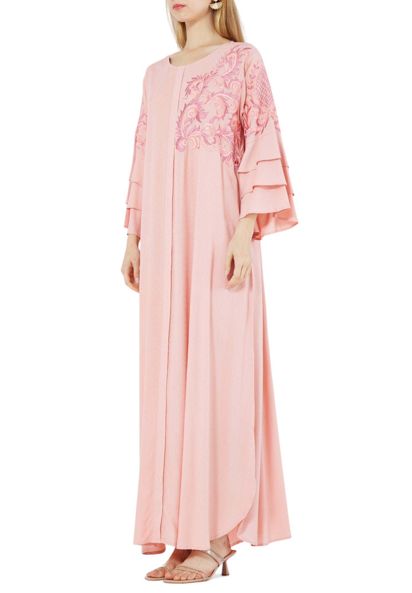 Beautiful Embroidered Long Crepe Dress